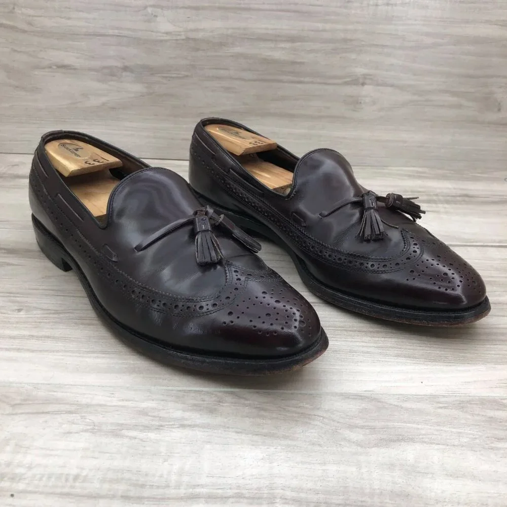 Allen Edmonds Loafers Mens 10D Burgundy Leather Slip On Shoes_3